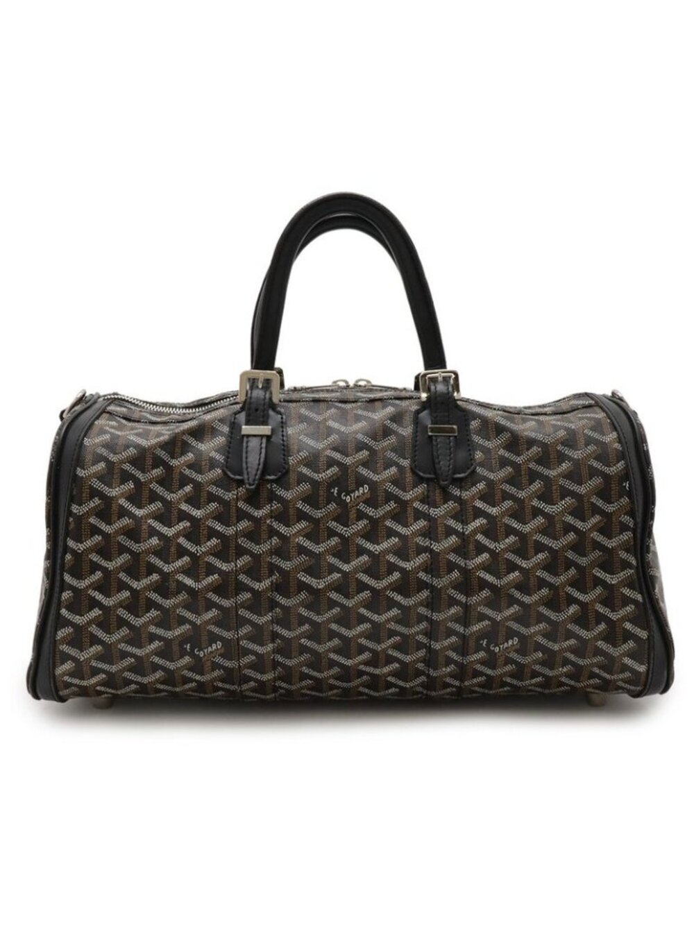 Goyard Croisjour 40 Handbag Mini Boston Bag Herringbone Pattern Black Brown